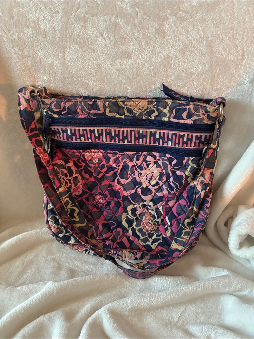 Vera Bradley Quilted Floral Crossbody - Pink Navy Cream